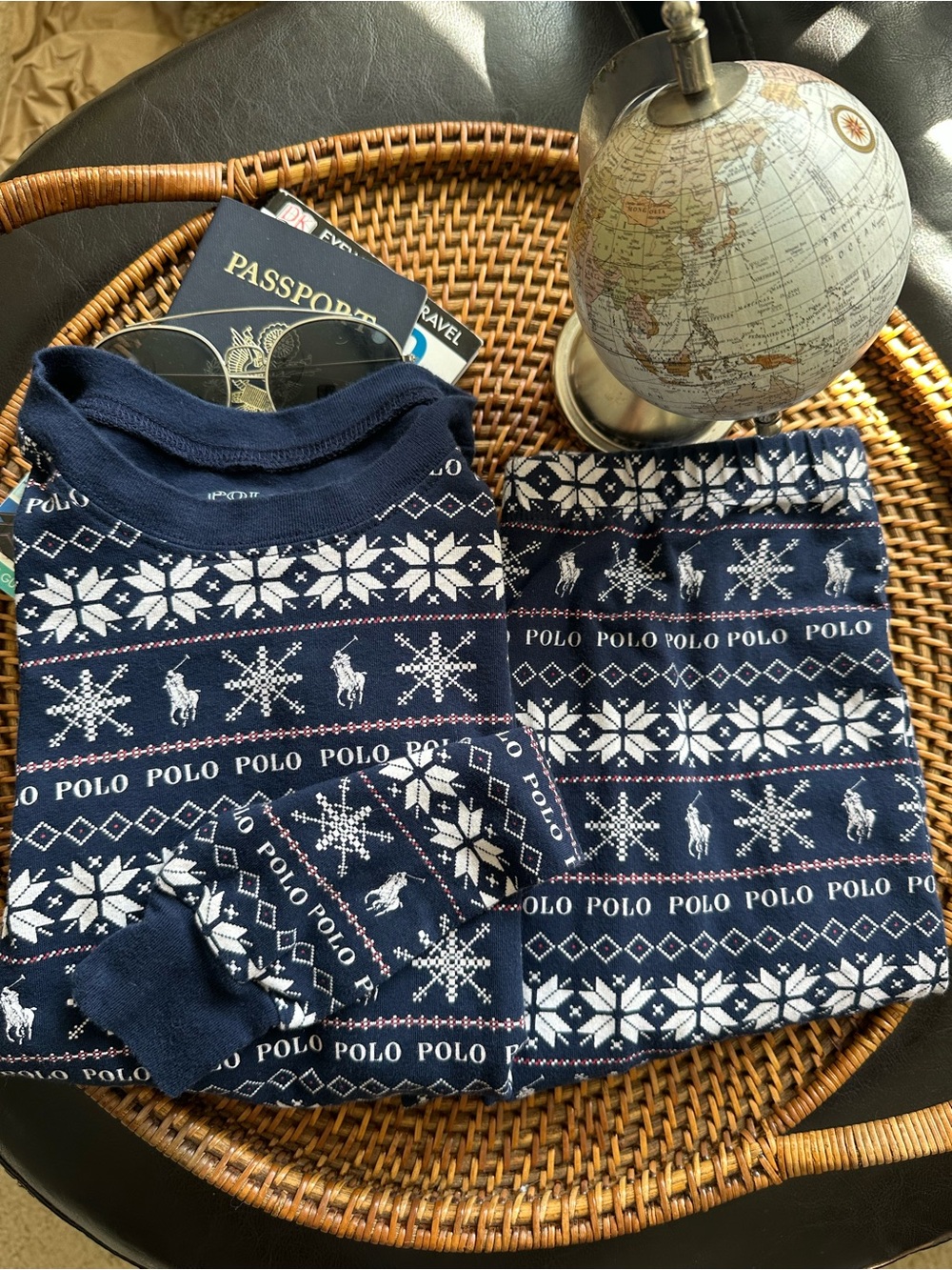 Polo by Ralph Lauren Navy and White Fair Isle Christmas Pajama Set Size 10 Kid